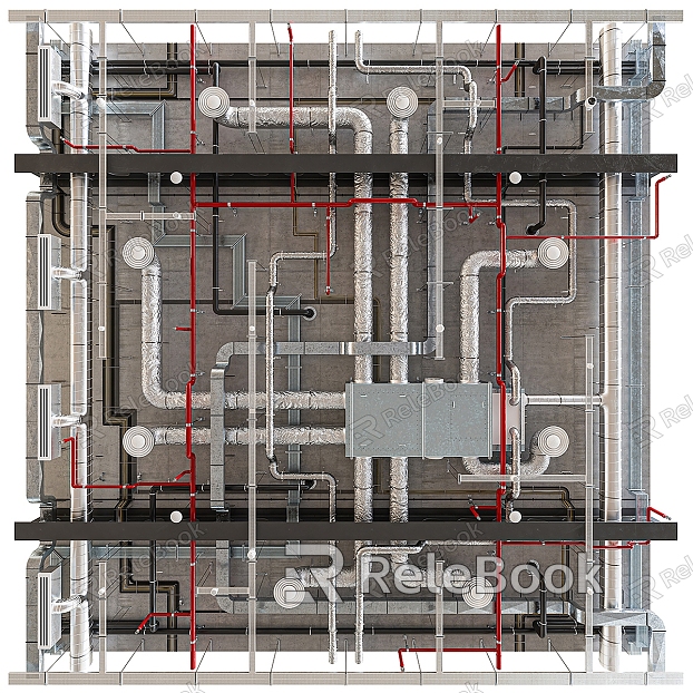 Ceiling Fire-fighting equipment Fire-fighting pipeline Fire-fighting roof model