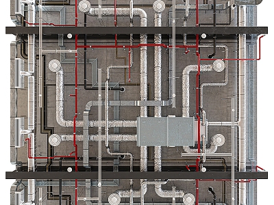 Ceiling Fire-fighting equipment Fire-fighting pipeline Fire-fighting roof model