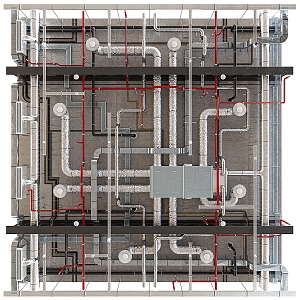 Ceiling Fire-fighting equipment Fire-fighting pipeline Fire-fighting roof 3d model