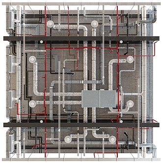 Ceiling Fire-fighting equipment Fire-fighting pipeline Fire-fighting roof 3d model