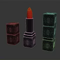 Elegant Gabriela Cosmetics Display With Red Lipstick And Brown Cube Boxes