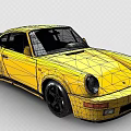 Yellow Porsche Style Sports Car With Yellow Body Black Wheels And Rear Spoiler