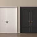 Modern Interior Design Featuring White And Black Double Doors With Classic Handles 3d model