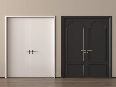 Modern Double Door Bedroom Double Door Flat Open Bedroom Wood 3d model