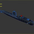 Modern Military Submarine 3D Rendered With Long Metal Hull And Conning Tower