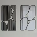 Stylish Decorative Wall Mirrors With Diverse Borders And Irregular Geometric Shapes 3d model