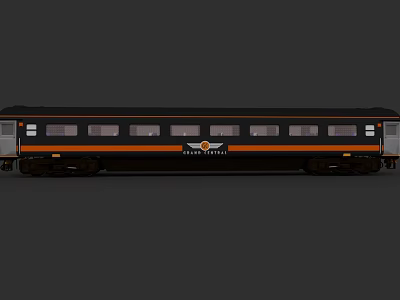 Eagle Trains Modern Black And Orange Train Carriage With Windows 3d model