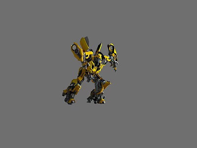 Smart Robot Yellow Mechanical Design With Armored Body And Weapon Parts 3d model