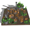 Ancient Medieval Architecture With Castle Towers Stone Walls And Surrounding Trees
