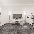 Modern Public Office Space With Workstations Computers And Lighting Equipment