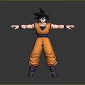 Goku Character in Orange Outfit With Black Hair and Arms Outstretched Standing Pose