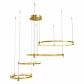 Modern Golden Brass Ceiling Light With Hanging Circular Ring Design And Layered Structure 3d model