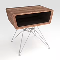 Modern Wooden Bedside Table With Open Storage And Metal Hairpin Legs