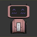Pink Robot With Cat Ears And Pixel Face Display On Rolling Wheels 3d model