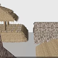 Traditional Thatch Roof Structure With Wooden Support Beams And Rural Architectural Design