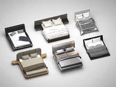 Double Bed Big Bed Modern Bed Simple Bed American Bed European and American Bed Leather Bed Cool Bed Quilt Pillow Mattress Electroplated Quilt Electroplated 3d model