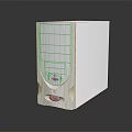 White Upright Household Appliance With Sleek Design And Blue Base Accent