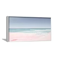 Seascape Painting Featuring Turquoise Blue Waves White Foam and Sandy Beach View