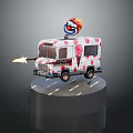 Playful Ice Cream Truck With Pink White Polka Dots Clown Head Flame And Front Fire