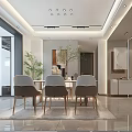 Modern Living Dining Room Interior Design With Sofa Coffee Table And Decorative Painting