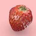Red Juicy Strawberry on Vibrant Pink Background Looking Fresh and Ripe