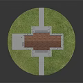 Small Brick Building With Red Tile Roof Chimneys Green Grass And Pathway