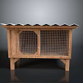 Wooden Chicken Coop With Metal Mesh Doors And Corrugated Roof On Dark Background