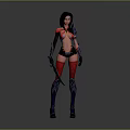 Game Movie Warrior Character With Black Long Hair Red And Black Armor Holding Sword