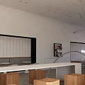 Modern Milk Tea Shop Interior With Round Tables Chairs And Brand Logo