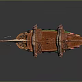 Pirate Ship Model With Brown Hull Green Bottom Multiple Sails And Black Flag