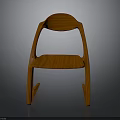 Modern Wooden Chair With Curved Backrest Armrests And Unique Leg Design