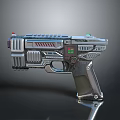 Futuristic Sci Fi Metallic Pistol With Electronic Components And Grip Design