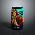 Vibrant Canned Beverage With Colorful Snake Design And ABV 5.5% Label