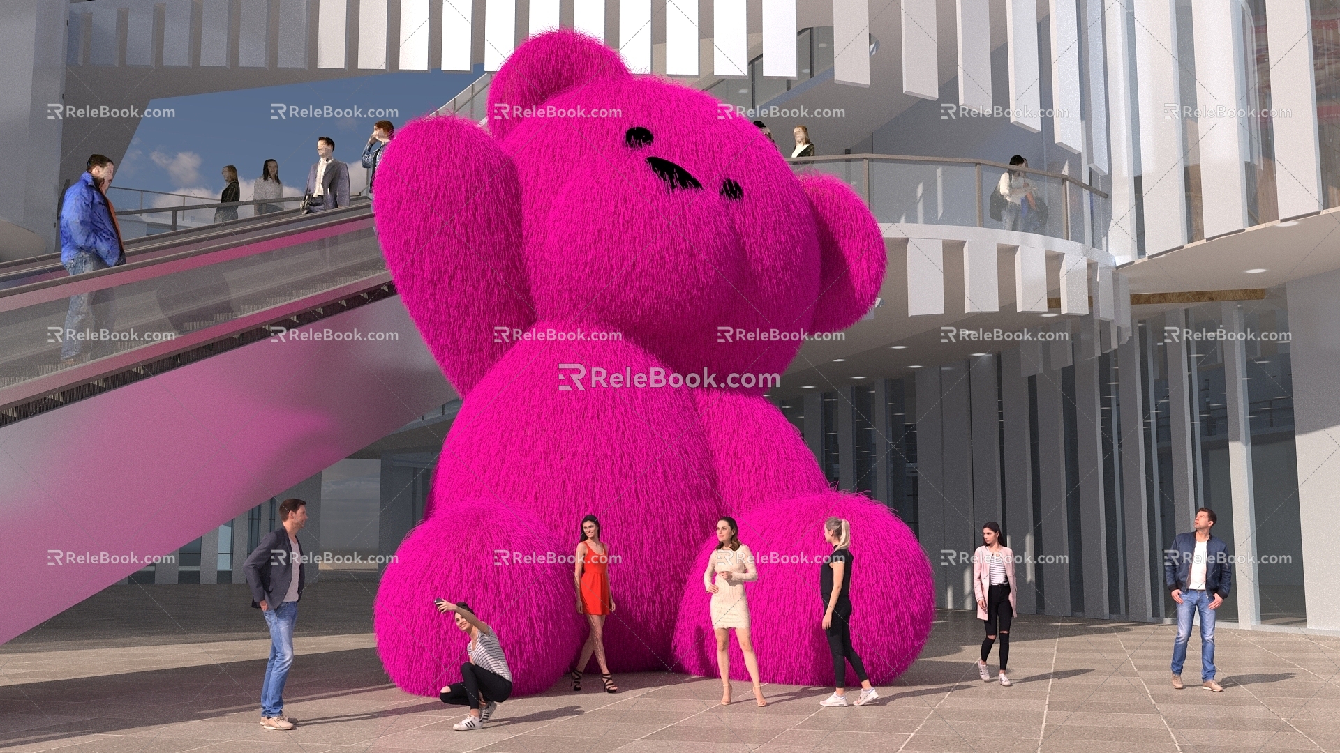 Modern Meichen Online Red Pushcard Bear 3d model