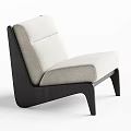 Modern Minimalist Single Sofa With Beige Fabric Upholstery And Black Wooden Frame
