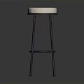 Modern Upholstered Bar Stool With White Seat And Black Metal Legs