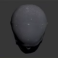 White Mannequin Head Wearing Black Face Mask With Small Dots On Dark Background
