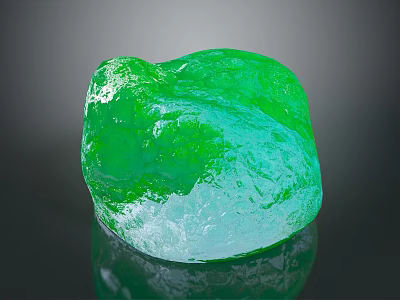 Natural Green Translucent Stone Featuring Glossy Surface Texture And Reflection On Black Background 3d model