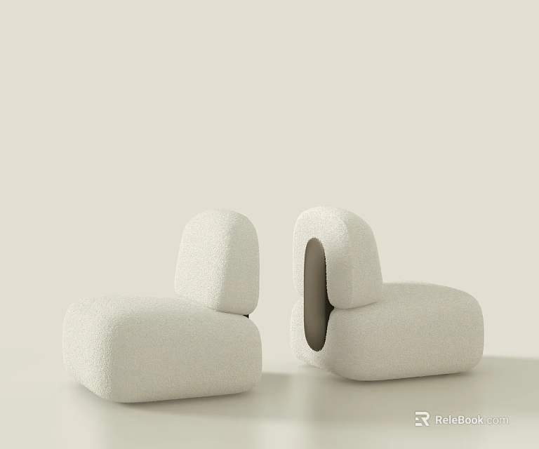 Modern Minimalist Single Sofa With Plush Fabric Rounded Design For Cozy Interior 3d model