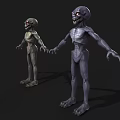 Game Movie Character Design With Glowing Red Eyes Slim Skeletal Body And Color Variants