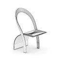 Modern Single Chair With Curved Wooden Frame And Deep Blue Upholstered Seat