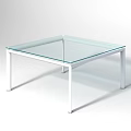 Modern Glass Top Table with Sleek Black Metal Frame and Rectangular Shape 3d model