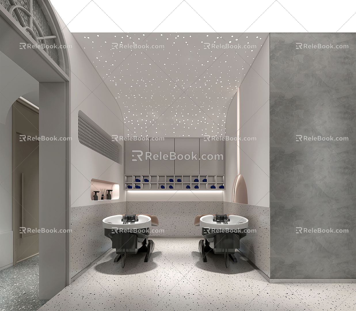 Modern Barber Shop Barber Shop Shampoo Area 3d model