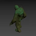 Green Monster Statue With Rough Texture Standing In Forest Background 3d model