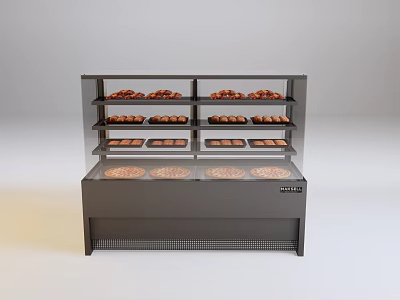 Bakery Display Shelf With Multiple Glass Layers For Fresh Bread And Pastries 3d model
