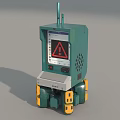 Green Mobile Industrial Equipment With Display Screen Warning Sign And Yellow Wheels Antenna