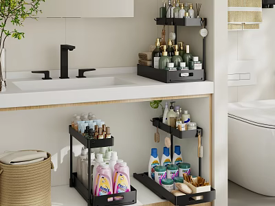 Modern Bathroom Set With Sink Faucet Storage Shelves Toilet And Toiletries Organizer 3d model