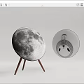 Creative Moon Surface Headphone Speaker With Circular Design And Tripod Stand
