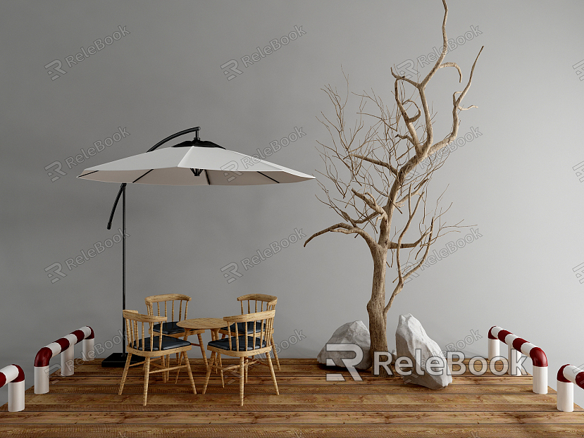 Modern outdoor table and chair stone dry branch combination model