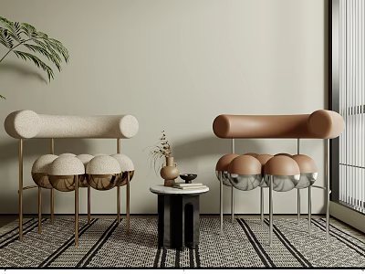 Modern leisure table and chair combination single chair leisure chair 3d model
